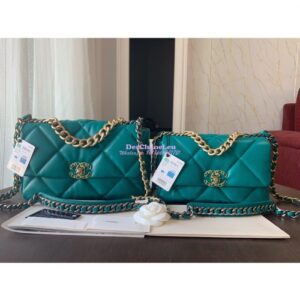 Replica Chanel 19 Large Flap Bag AS1161 Lambskin Green