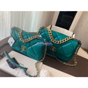 Replica Chanel 19 Large Flap Bag AS1161 Lambskin Green 2