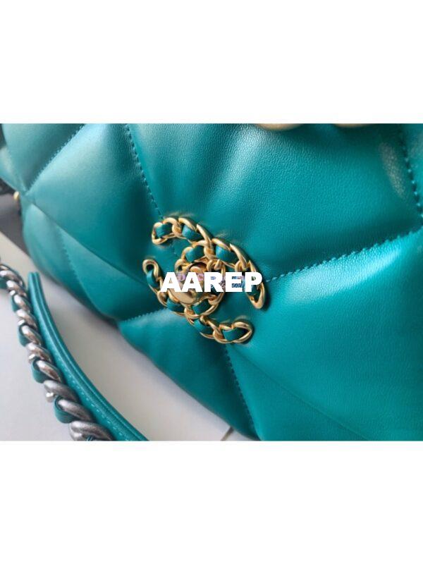 Replica Chanel 19 Large Flap Bag AS1161 Lambskin Green 8