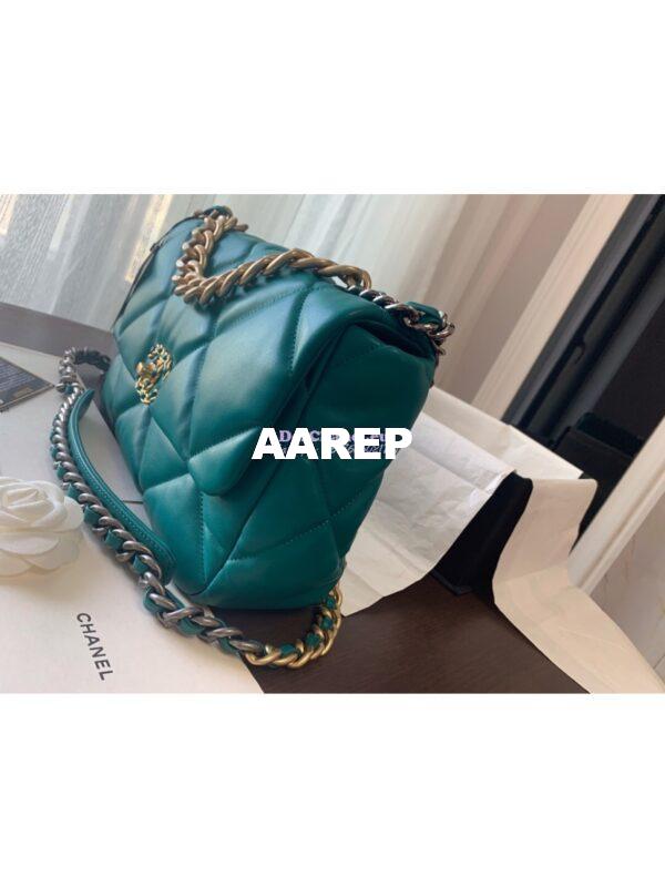 Replica Chanel 19 Large Flap Bag AS1161 Lambskin Green 9