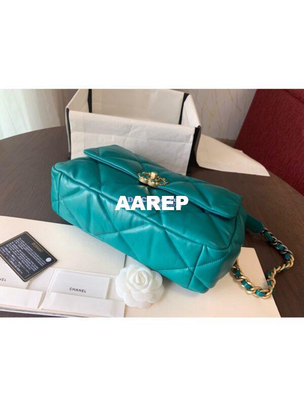 Replica Chanel 19 Large Flap Bag AS1161 Lambskin Green 11