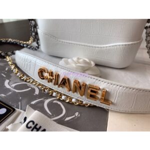 Replica Chanel Gabrielle Clutch in Crocodile Embossed Calfskin A94505 White 2