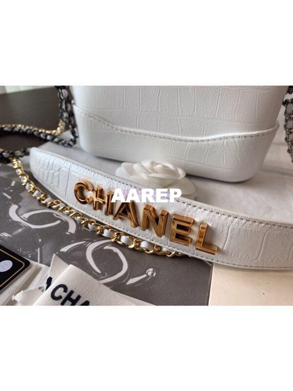 Replica Chanel Gabrielle Clutch in Crocodile Embossed Calfskin A94505 White 4