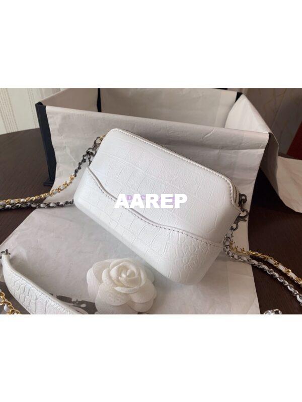 Replica Chanel Gabrielle Clutch in Crocodile Embossed Calfskin A94505 White 5