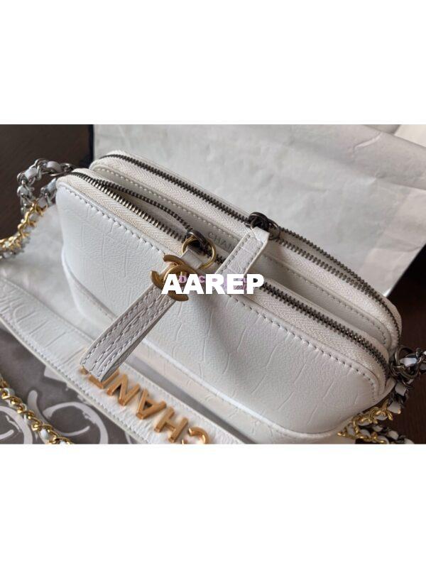 Replica Chanel Gabrielle Clutch in Crocodile Embossed Calfskin A94505 White 9