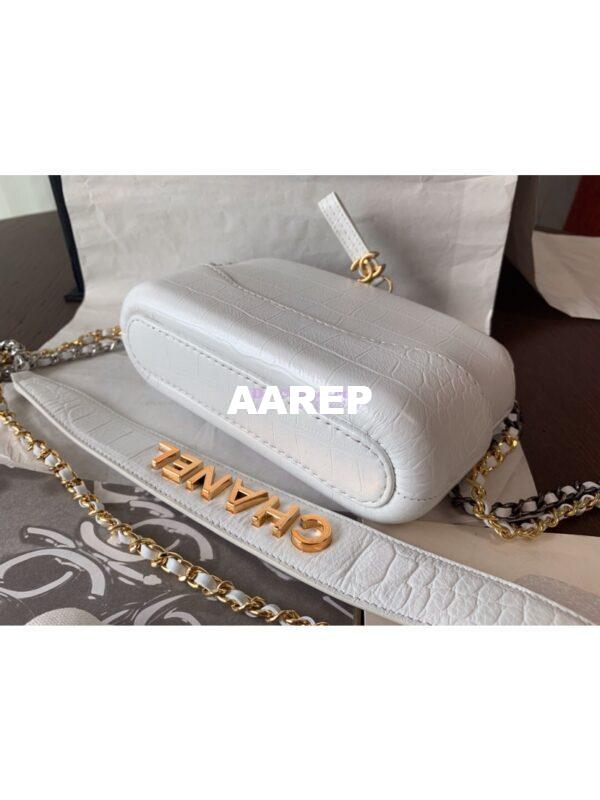 Replica Chanel Gabrielle Clutch in Crocodile Embossed Calfskin A94505 White 11