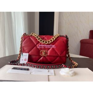Replica Chanel 19 Large Flap Bag AS1161 Lambskin Red 2