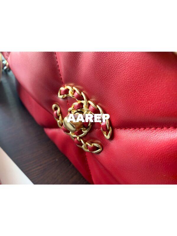 Replica Chanel 19 Large Flap Bag AS1161 Lambskin Red 4