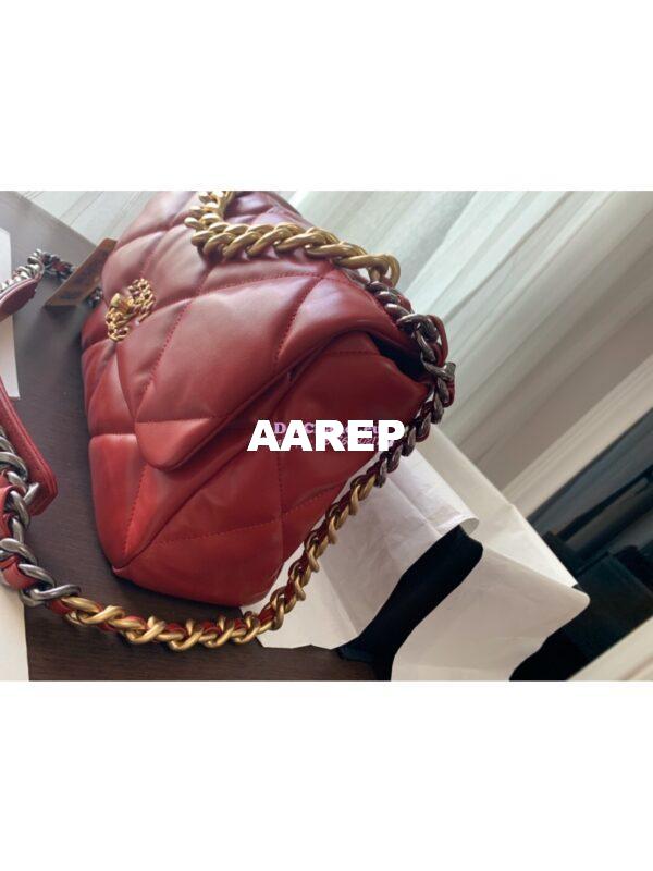 Replica Chanel 19 Large Flap Bag AS1161 Lambskin Red 5