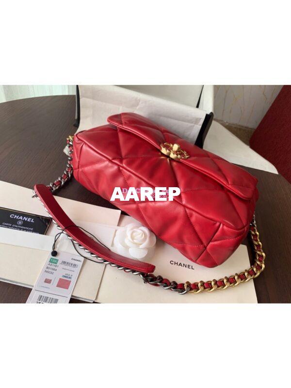 Replica Chanel 19 Large Flap Bag AS1161 Lambskin Red 6