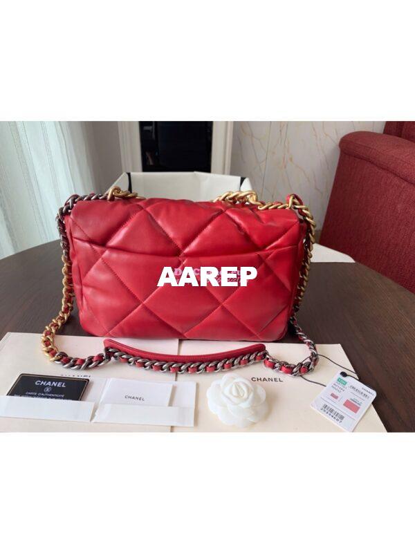 Replica Chanel 19 Large Flap Bag AS1161 Lambskin Red 7