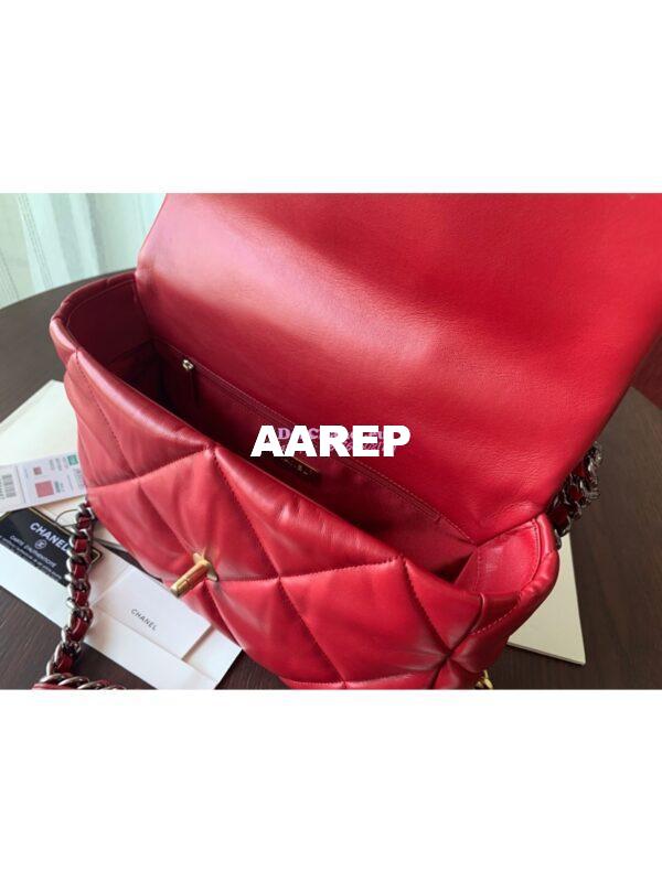 Replica Chanel 19 Large Flap Bag AS1161 Lambskin Red 8