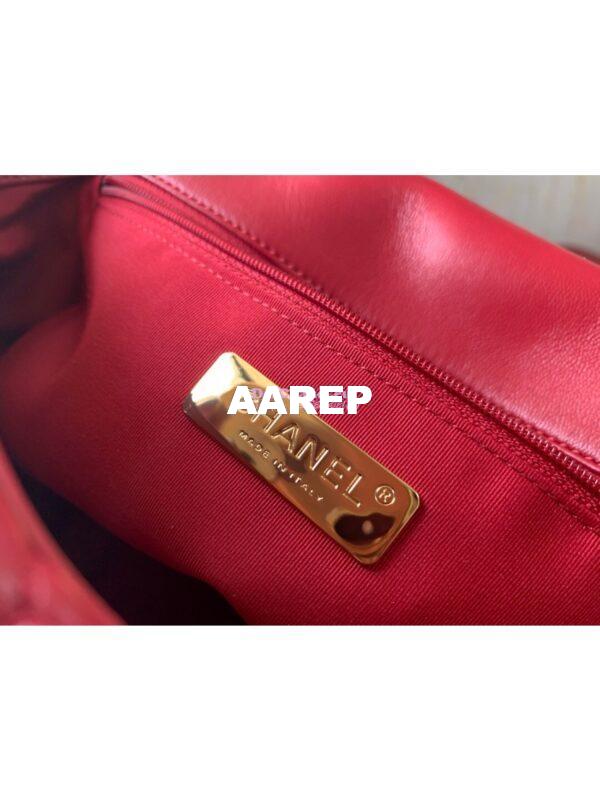 Replica Chanel 19 Large Flap Bag AS1161 Lambskin Red 9