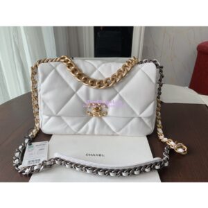 Replica Chanel 19 Large Flap Bag AS1161 Lambskin White