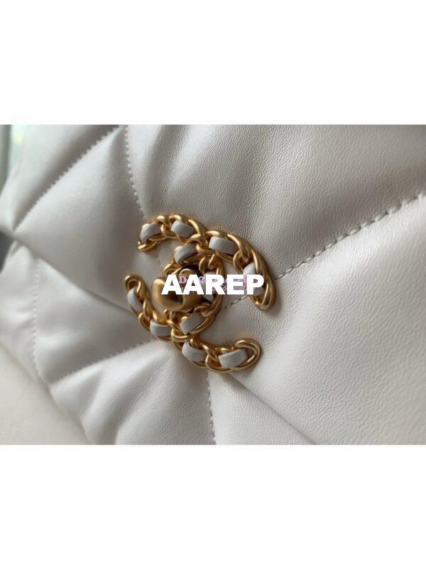 Replica Chanel 19 Large Flap Bag AS1161 Lambskin White 4