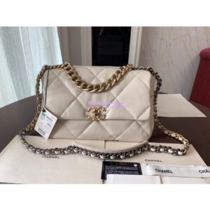 Replica Chanel 19 Large Flap Bag AS1161 Lambskin Light Beige