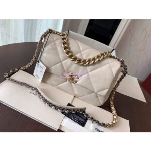 Replica Chanel 19 Large Flap Bag AS1161 Lambskin Light Beige 2