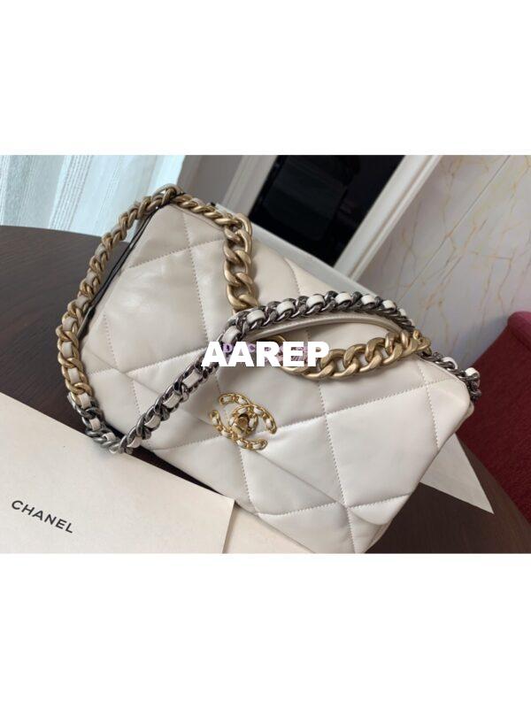 Replica Chanel 19 Large Flap Bag AS1161 Lambskin Light Beige 5