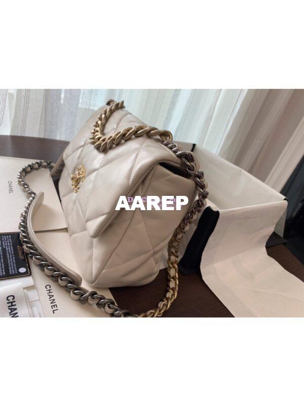 Replica Chanel 19 Large Flap Bag AS1161 Lambskin Light Beige 8