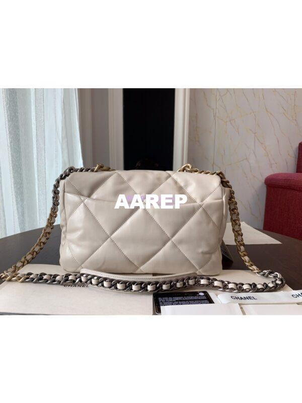 Replica Chanel 19 Large Flap Bag AS1161 Lambskin Light Beige 9