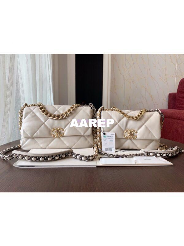 Replica Chanel 19 Large Flap Bag AS1161 Lambskin Light Beige 11