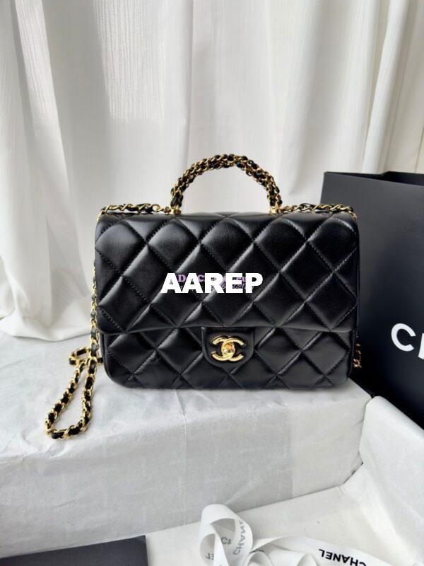 Replica Chanel Mini Flap Bag With Top Handle AS5043 Black 3