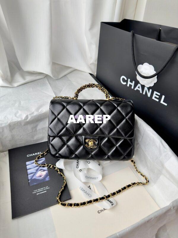 Replica Chanel Mini Flap Bag With Top Handle AS5043 Black 5