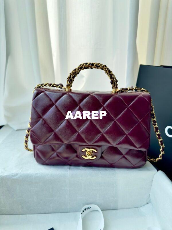Replica Chanel Mini Flap Bag With Top Handle AS5043 Burgundy 3