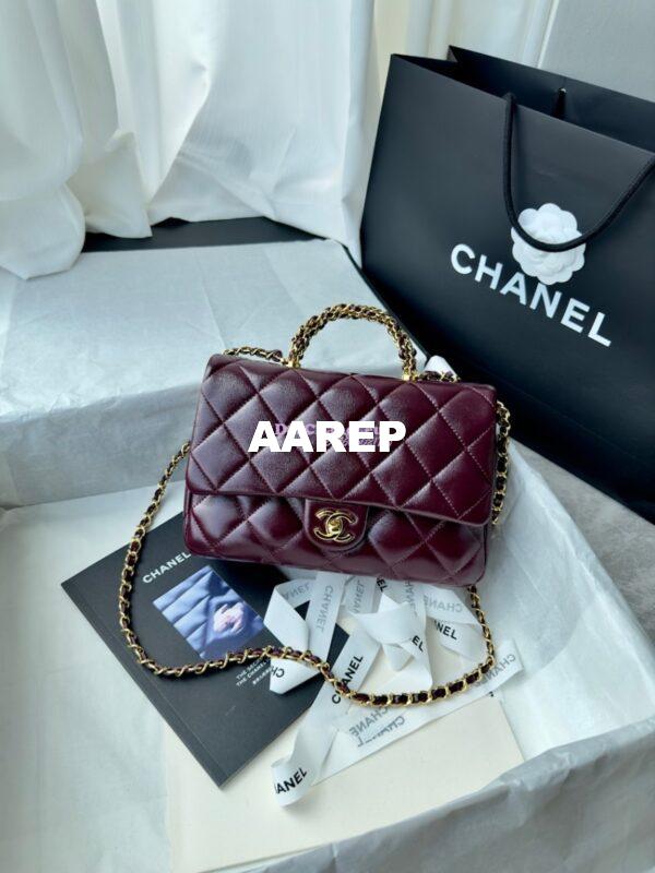 Replica Chanel Mini Flap Bag With Top Handle AS5043 Burgundy 4
