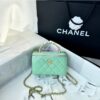 Replica Chanel Lambskin Clutch With Chain with Diamanté Logo Top Handle AP4046 Light Pink 2