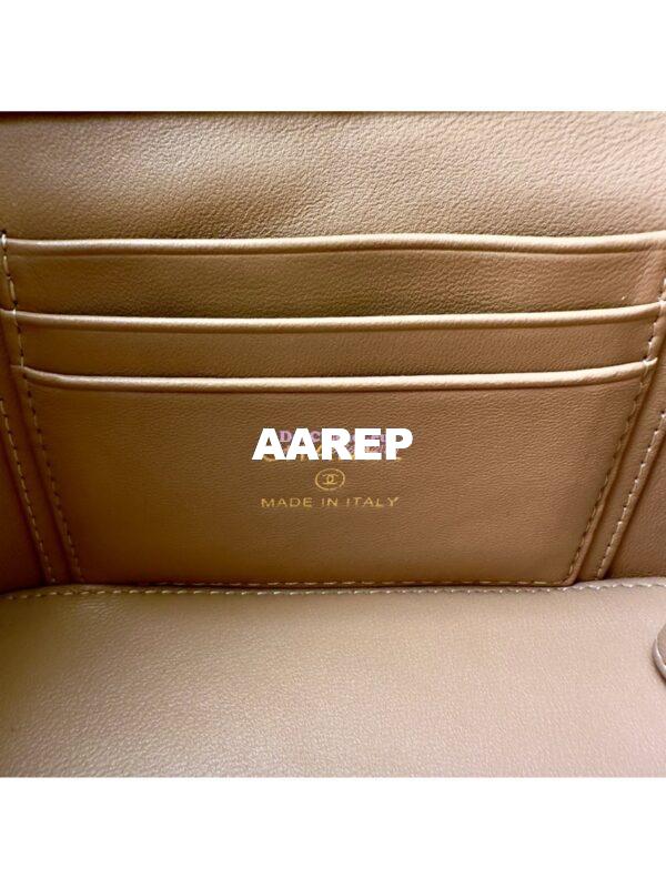 Replica Chanel Lambskin Clutch With Chain with Diamanté Logo Top Handle AP4046 Beige 10
