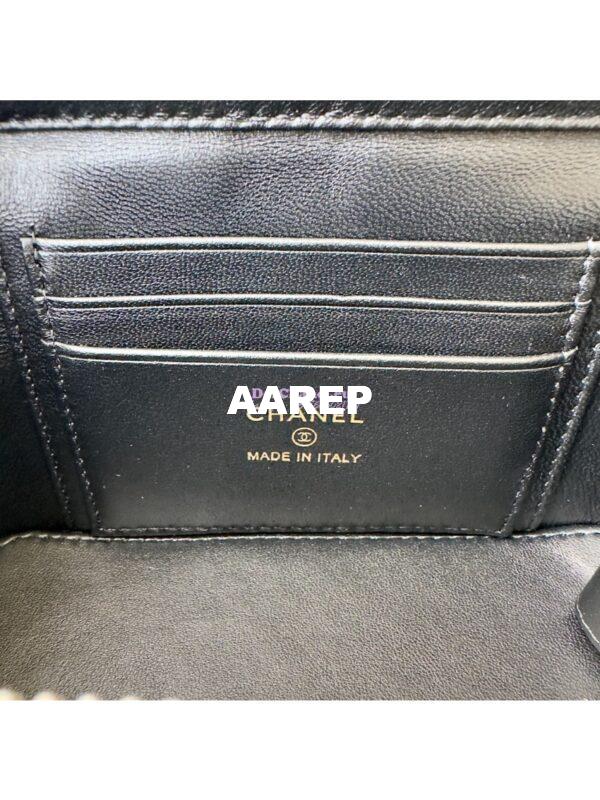 Replica Chanel Lambskin Clutch With Chain with Diamanté Logo Top Handle AP4046 Black 10