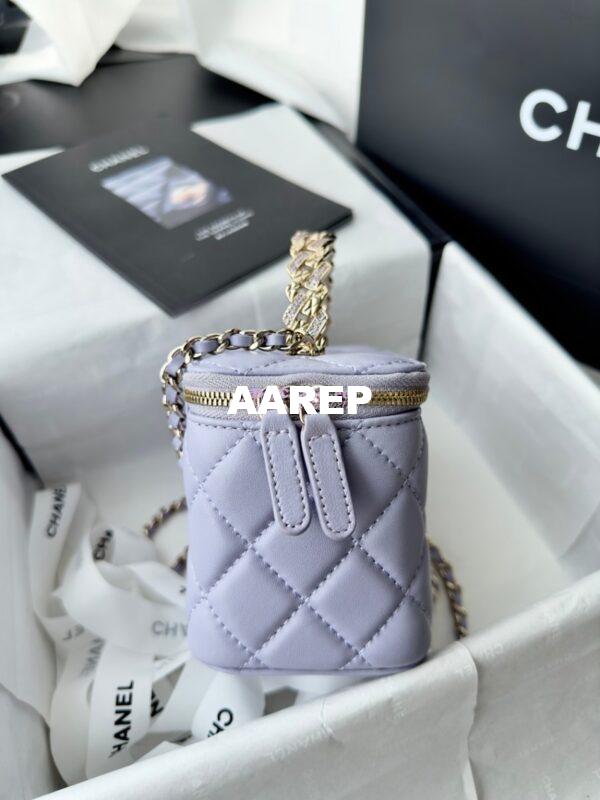 Replica Chanel New 24A Lambskin Vanity With Chain and Top Handle with Rhinestones AP4052 Light Purple 8
