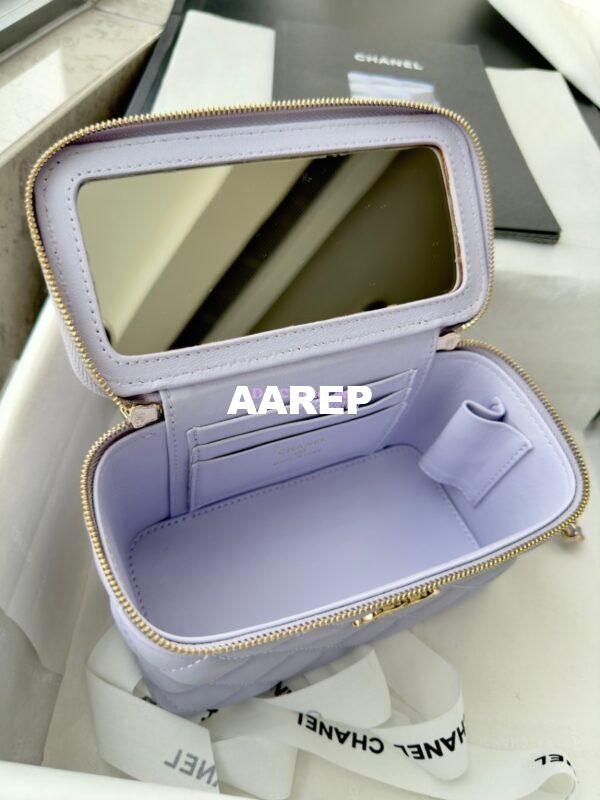 Replica Chanel New 24A Lambskin Vanity With Chain and Top Handle with Rhinestones AP4052 Light Purple 10