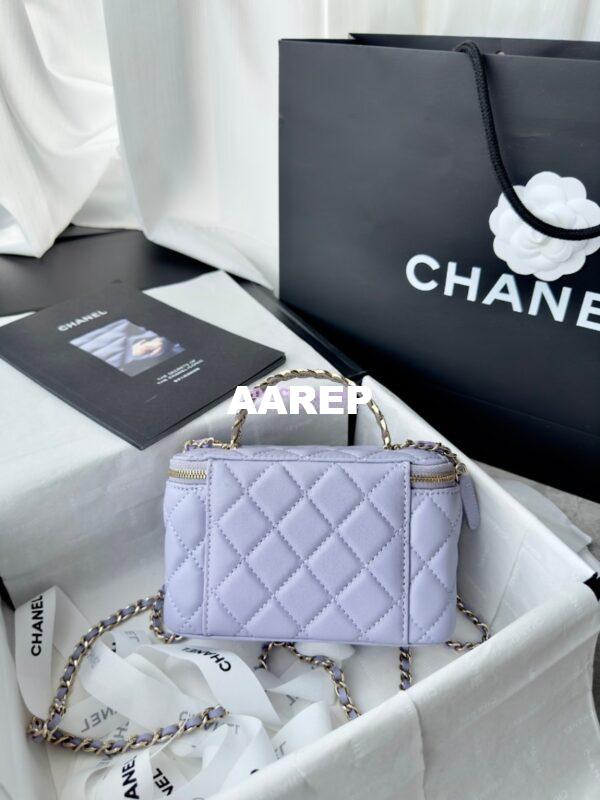 Replica Chanel New 24A Lambskin Vanity With Chain and Top Handle with Rhinestones AP4052 Light Purple 11