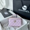 Replica Chanel New 24A Lambskin Vanity With Chain and Top Handle with Rhinestones AP4052 Pink 2