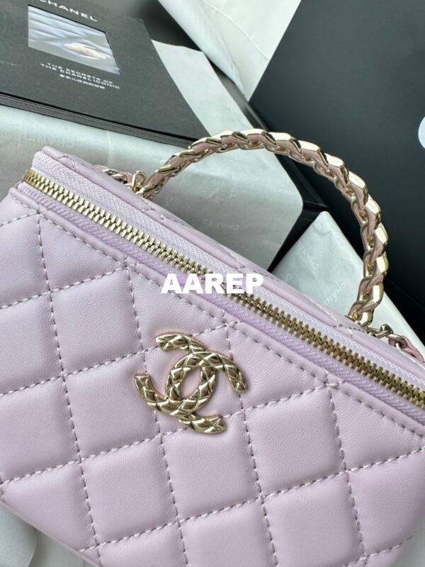 Replica Chanel New 24A Lambskin Vanity With Chain and Top Handle with Rhinestones AP4052 Light Pink 4