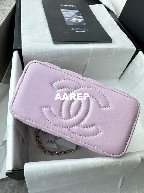 Replica Chanel New 24A Lambskin Vanity With Chain and Top Handle with Rhinestones AP4052 Light Pink 6