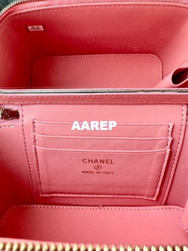 Replica Chanel New 24A Lambskin Vanity With Chain and Top Handle with Rhinestones AP4052 Pink 8