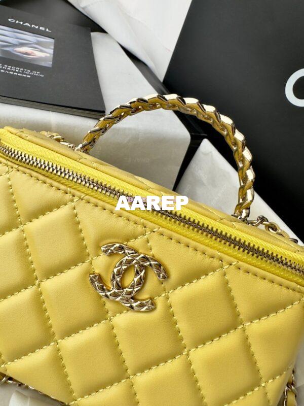 Replica Chanel New 24A Lambskin Vanity With Chain and Top Handle with Rhinestones AP4052 Yellow 3