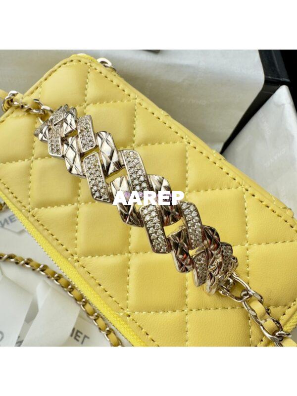 Replica Chanel New 24A Lambskin Vanity With Chain and Top Handle with Rhinestones AP4052 Yellow 4