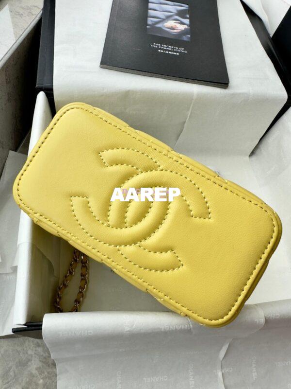 Replica Chanel New 24A Lambskin Vanity With Chain and Top Handle with Rhinestones AP4052 Yellow 5
