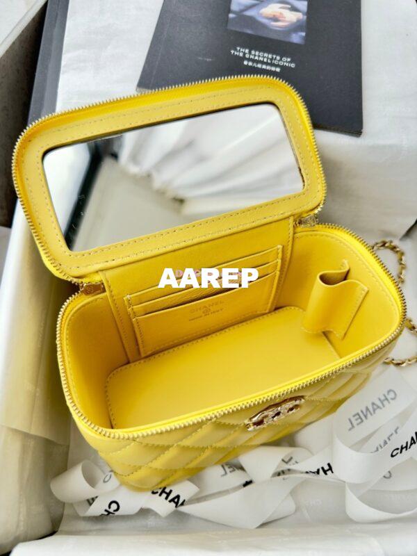 Replica Chanel New 24A Lambskin Vanity With Chain and Top Handle with Rhinestones AP4052 Yellow 7