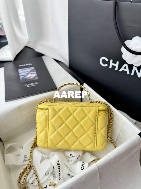 Replica Chanel New 24A Lambskin Vanity With Chain and Top Handle with Rhinestones AP4052 Yellow 9
