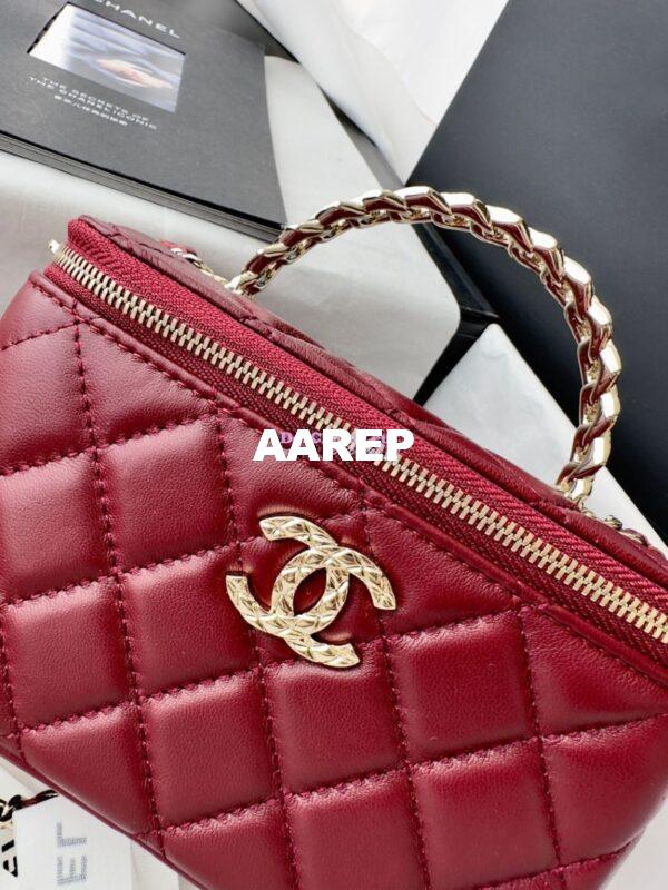 Replica Chanel New 24A Lambskin Vanity With Chain and Top Handle with Rhinestones AP4052 Burgundy 5
