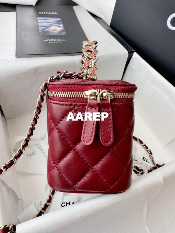 Replica Chanel New 24A Lambskin Vanity With Chain and Top Handle with Rhinestones AP4052 Burgundy 7