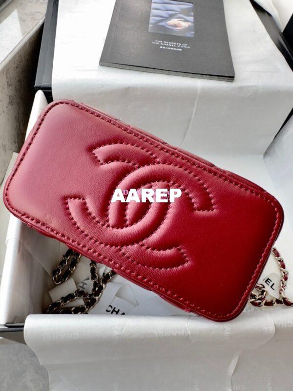 Replica Chanel New 24A Lambskin Vanity With Chain and Top Handle with Rhinestones AP4052 Burgundy 8