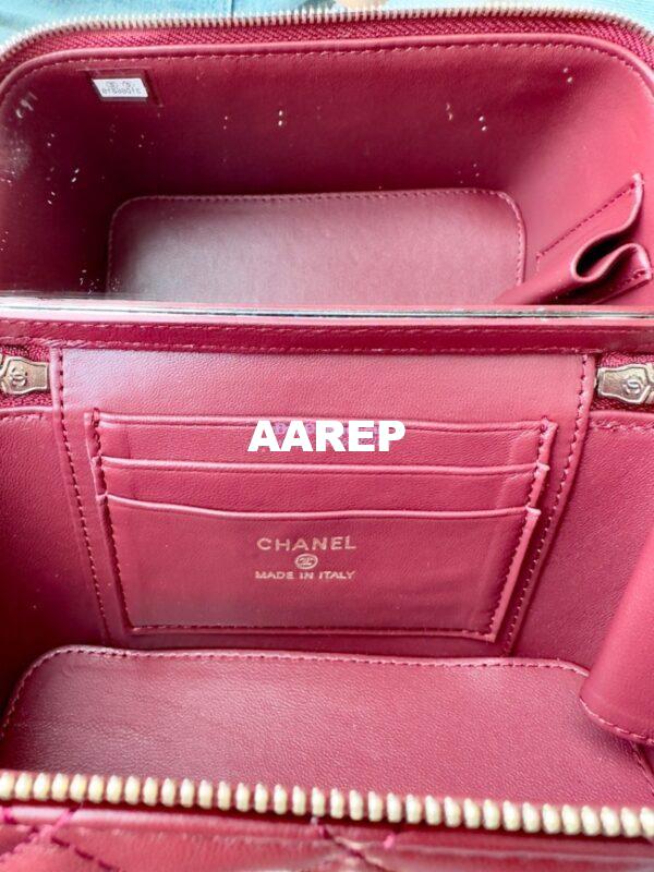 Replica Chanel New 24A Lambskin Vanity With Chain and Top Handle with Rhinestones AP4052 Burgundy 9