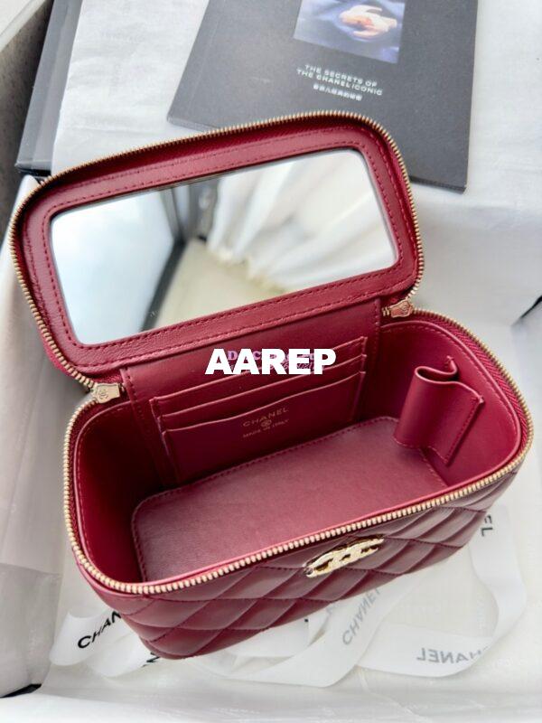 Replica Chanel New 24A Lambskin Vanity With Chain and Top Handle with Rhinestones AP4052 Burgundy 10