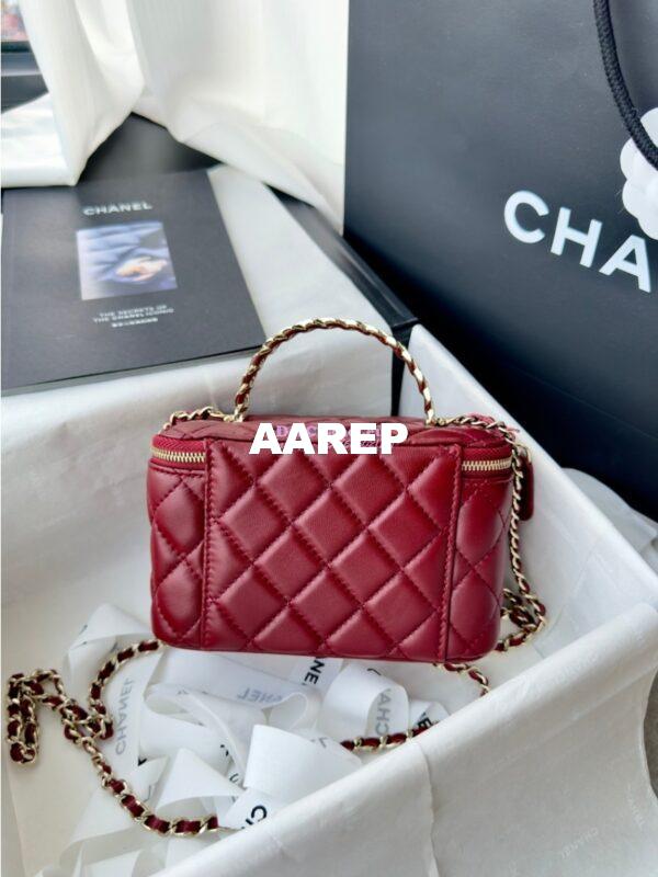 Replica Chanel New 24A Lambskin Vanity With Chain and Top Handle with Rhinestones AP4052 Burgundy 11